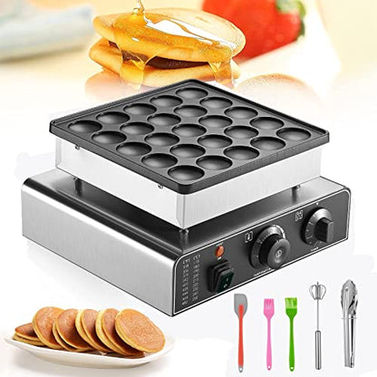  25Pcs Mini Pancakes Maker Commercial Electric Nonstick Pancake Maker Machine Muffin Poffertjes Pan Machine For Home Kitchen Restaurant Snack Bar 110V