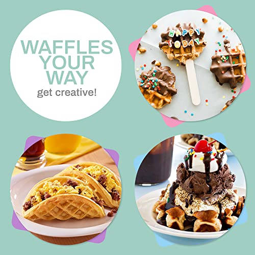  WM013M# Electric Nonstick Mini Waffle Maker, 1-Inch Thick Waffles, Compact Design, Hash Browns, Keto, Snacks, Sandwich, Eggs, Easy To Clean, Mint
