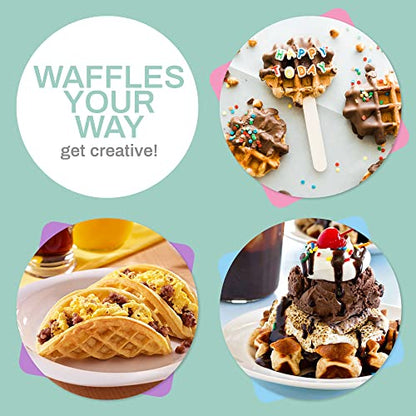  WM013M# Electric Nonstick Mini Waffle Maker, 1-Inch Thick Waffles, Compact Design, Hash Browns, Keto, Snacks, Sandwich, Eggs, Easy To Clean, Mint