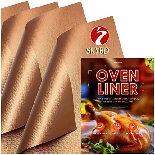  3 Pack Large Oven Liners For Bottom Of Electric Gas Oven, Reusable - Heavy Duty Non-Stick Teflon Oven Mats 15.8"x 23.7", Easy To Clean - Oven Floor Protector Liner -Reduce Food Spills And Stuck