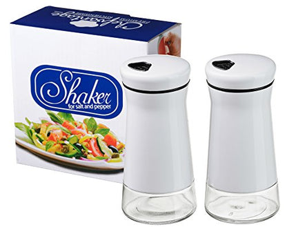  Salt And Pepper Shakers Set With Adjustable Holes - White