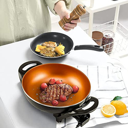  13" Nonstick Electric Skillet - For Fry Bake Steam Simmer (5Qt, Copper)