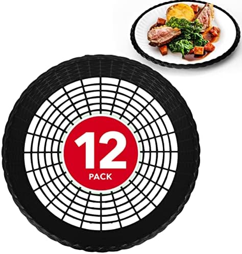  9” Paper Plate Holder In White (12 Count) - Paper Plate Holders Plastic Heavy Duty - Plastic Paper Plate Holder - Woven Paper Plate Holder - Paper Plate Holders Reusable