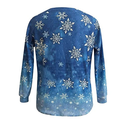  Womens Causal Loose Crewneck Cute Plus Size Sweatshirts Long Sleeve Crew Neck Christmas Print Pullover Top Fall Clothes