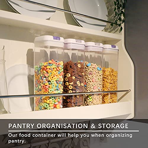  Umyton Airtight Food Storage Containers - 4Pcs - Pantry Organization And Storage- BPA-Free - Cereal Containers Storage Set - For Cereal, Corn Flakes, Pasta, Spaghetti, Sugar & Flour