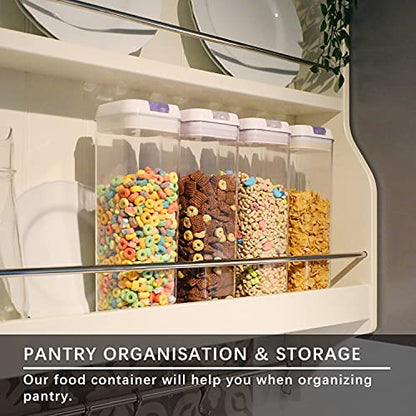  Umyton Airtight Food Storage Containers - 4Pcs - Pantry Organization And Storage- BPA-Free - Cereal Containers Storage Set - For Cereal, Corn Flakes, Pasta, Spaghetti, Sugar & Flour