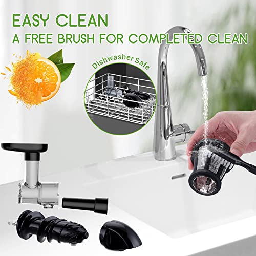  Juicer Machines-SOVIDER Up To 92% Juice Yield Masticating Slow Juicer With Reverse Function- Easy Clean Cold Press Juicer With Brush-Quiet Motor Compact Juicer For Vegetables And Fruits Space-Saving