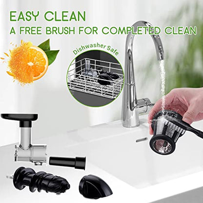  Juicer Machines-SOVIDER Up To 92% Juice Yield Masticating Slow Juicer With Reverse Function- Easy Clean Cold Press Juicer With Brush-Quiet Motor Compact Juicer For Vegetables And Fruits Space-Saving