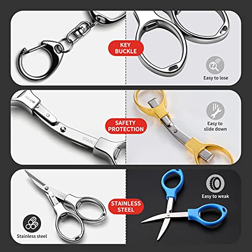  Folding Scissors, 2 PCS Secure Portable Keychain Travel Scissors, Stainless Steel Retractable Knife, Secure Portable Travel Travel Scissors For Home, Office, Fishing