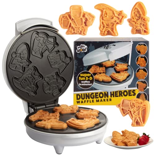  Dungeon Heroes Electric Mini Waffle Maker - Eat Wizards Fighters Clerics For Breakfast - Novelty Pancakes In Minutes, Non-Stick Fantasy Dragon Fun For Tabletop Gamers And Great Gift Idea