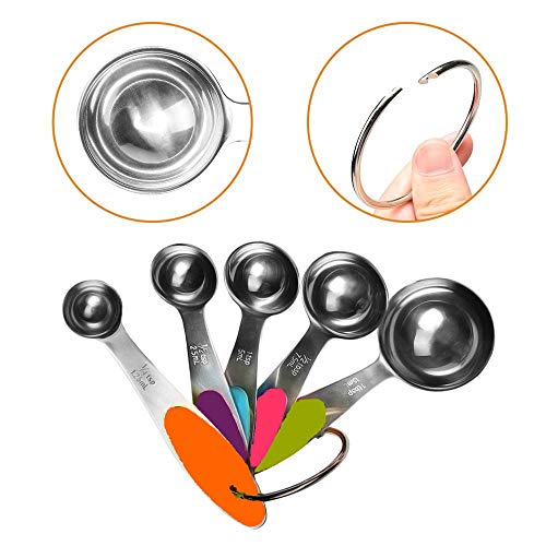  -Stainless Steel Measuring Spoons 5 Piece Stackable Set - Measuring Set For Cooking And Bakin (A)
