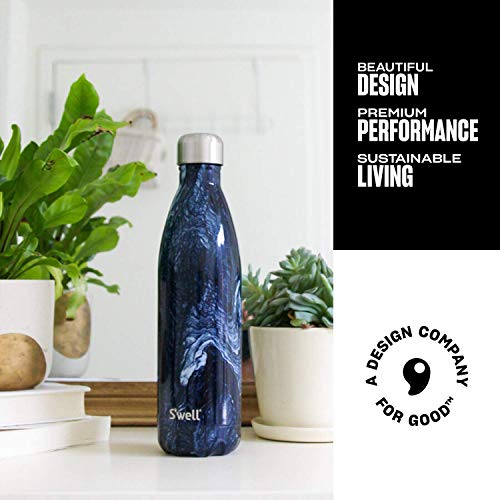  Stainless Steel Water Bottle - 17 Fl Oz - Azurite Marble - Triple-Layered Vacuum-Insulated Containers Keeps Drinks Cold For 36 Hours And Hot For 18 - With No Condensation - BPA-Free