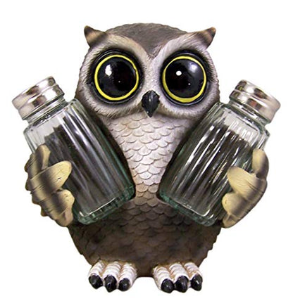  Ise Owl Cast Resin Salt And Pepper Shaker Holder, 6 Inch (Shakers Included)