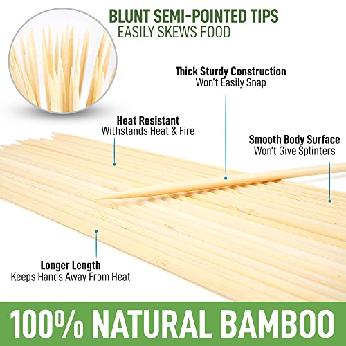  Authentic Bamboo Marshmallow Smores Sticks - 40 Extra Long 30" Roasting Sticks - 5mm Heavy-Duty Bamboo Skewers - Thick Smore Sticks - Ideal For Grilling - Marshmallow Sticks Camping