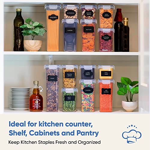  Airtight Food Storage Containers With Lids For Kitchen Organization 14 PC - Plastic Kitchen Storage Containers For Pantry Organization And Storage - Cereal, Rice, Pasta, Flour And Sugar Containers