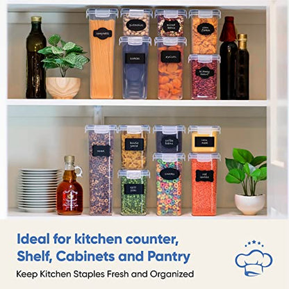  Airtight Food Storage Containers With Lids For Kitchen Organization 14 PC - Plastic Kitchen Storage Containers For Pantry Organization And Storage - Cereal, Rice, Pasta, Flour And Sugar Containers
