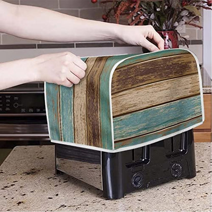  NETILGEN Kitchen Toaster Dust Cover Bakeware Protector Compatible With 2 Slice Toaster Top Handle Design Heat-Resistant Dust Protection Anti-scratch Kitchen Appliance Cover, Rustic Wood Grain