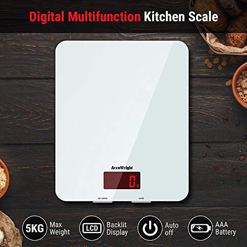  201 Digital Multifunction Meat Food Scale With LCD Display For Baking Kitchen Cooking, 11lb Capacity By 0.1oz, Tempered Glass