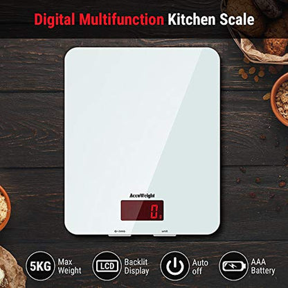  201 Digital Multifunction Meat Food Scale With LCD Display For Baking Kitchen Cooking, 11lb Capacity By 0.1oz, Tempered Glass