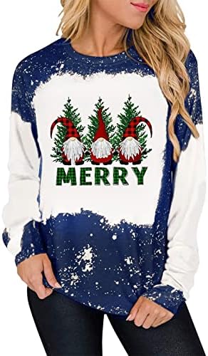  Womens Causal Loose Crewneck Fall Fashion Christmas Print Long Sleeve Sweatshirts Loose Tops Pullover Top Streetwear