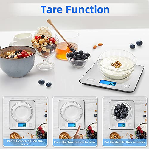  Digital Kitchen Scale, 5000g/11lb X 0.1oz Food Scales Digital Weight Grams And Oz For Weight Loss, Cooking And Baking, 5 Units With Tare Function, Easy Clean Stainless Steel(Battery Included)