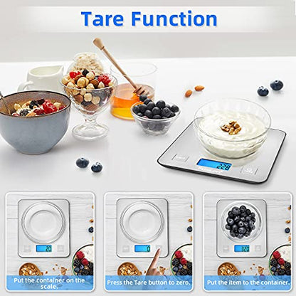  Digital Kitchen Scale, 5000g/11lb X 0.1oz Food Scales Digital Weight Grams And Oz For Weight Loss, Cooking And Baking, 5 Units With Tare Function, Easy Clean Stainless Steel(Battery Included)