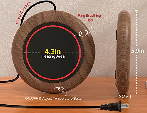  Coffee Mug Warmer, 40W Coffee Cup Warmer For Desk With 3 TEM Setting Breathing Light Gravity-Induction Smart Electric Beverage Warmers Heating Plate For Coffee, Milk, Tea, Candle Wax