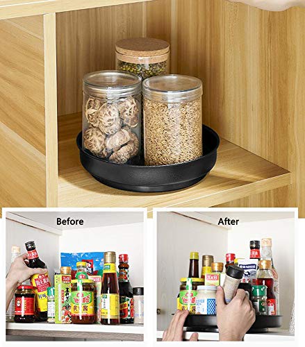  Lazy Susan Turntable Spice Organizer 9", Rotating Spinning Lazy Susans Storage Container For Kitchen Pantry, Counters, Countertop, Shelf, Table, Vanity Black