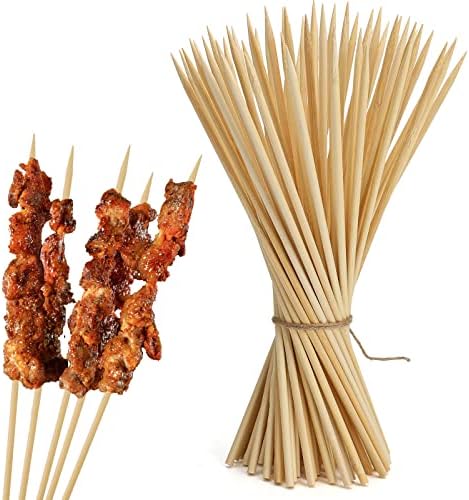  Wooden Candy Apple Skewer Sticks, 6mm 5.25inch Natural Bamboo Skewers BBQ Caramel Apple Sticks Cotton Candy Stick Rock Candy Stick Skewer Semi Pointed Lollipop Sticks Barbecue Corn Dog