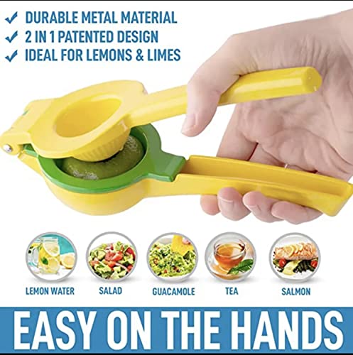  2-In-1 Lemon & Lime Squeezer, Hand Juicer Lemon Squeezer, Max Extraction Manual Citrus Juicer