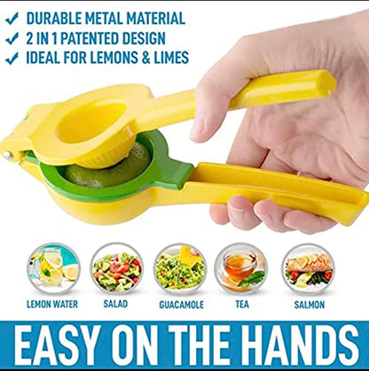  2-In-1 Lemon & Lime Squeezer, Hand Juicer Lemon Squeezer, Max Extraction Manual Citrus Juicer