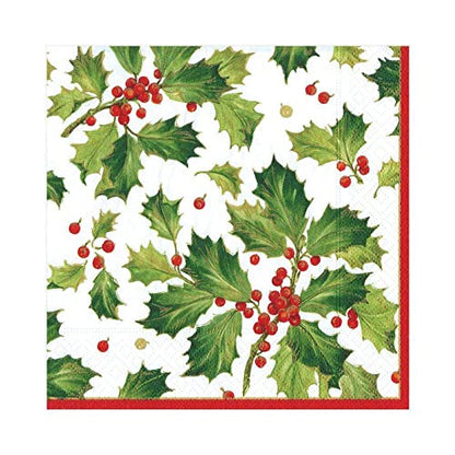  Gilded Holly Paper Luncheon Napkins In White - Two Packs Of 20