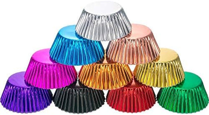  10 Colors Foil Cupcake Liners Standard Paper Baking Cups Muffin Case Decoration Cups(200 Pieces)