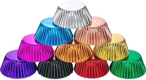  10 Colors Foil Cupcake Liners Standard Paper Baking Cups Muffin Case Decoration Cups(200 Pieces)