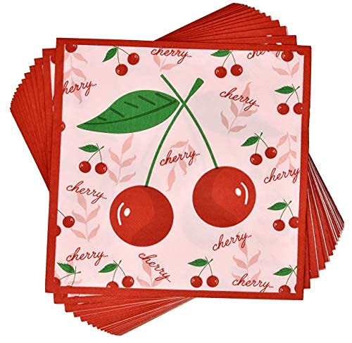  Cherry Fruit Party Supplies Tableware Set Includes 24 9" Paper Plates 24 7" Plate 24 9 Oz Cups 50 Lunch Napkins For Cherries Blossom Summer Tropical Picnics Disposable Baby Shower Birthday Dinnerware