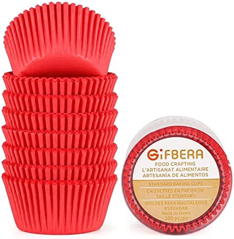  Fbera Natural Odorless Cupcake Liners Standard Greaseproof Paper Muffin Baking Cups 200-Count, Natural Color