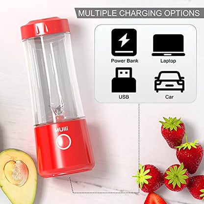  Portable Blender,16oz USB Personal Mixer For Smoothie And Shakes, Mini Blender With Six Blades For Baby Food,Travel,Gym And More