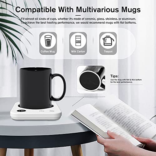  Lectric Coffee Cup Warmer For Desk, Smart Coffee Mug Heater Warmer For Home Office, Warming Plate For Tea, Milk & Candle – ENIGMA (White)