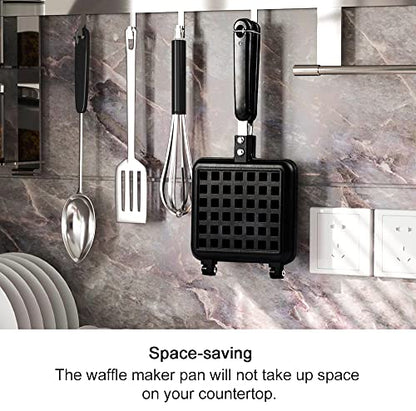  Non-stick Waffle Maker, 5.7 Inches Camping Waffle Pan, Portable Aluminum Waffle Cookware For Stovetop Campfire
