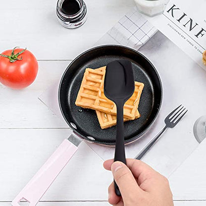  Food Grade Silicone Rubber Spatula Set For Kitchen Baking, Cooking, And Mixing High Heat Resistant Non Stick Dishwasher Safe BPA-Free Black Set Of 5