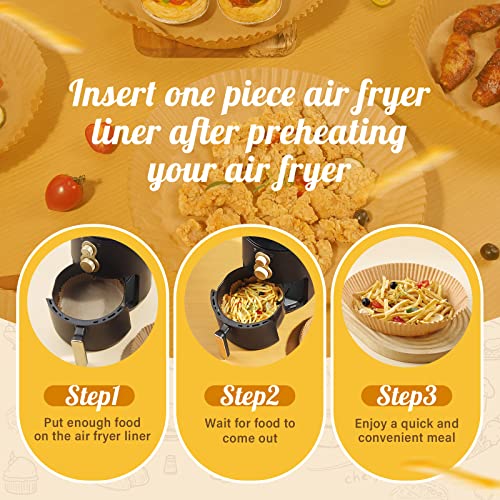  Air Fryer Liners Disposable 100pcs Air Fryer Parchment Paper 8 Inch (Fit 5-8 Qt) Non-Stick Oil Paper For Air Frying, Baking, Microwave Oven Baking