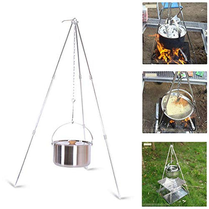  Stand-Tripod Outdoor Tripod Grill Camping Cooking Campfire Holder Picnic Cooking Hanging Grill