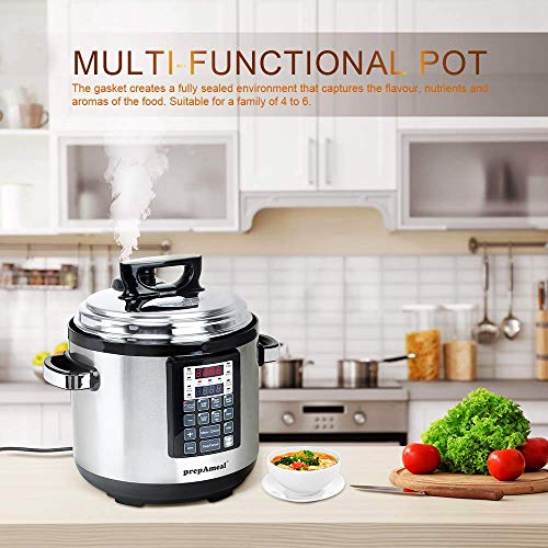  6QT 8 IN 1 Pressure Cooker MultiUse Programmable Instant Cooker Pressure Pot With Slow Cooker, Rice Cooker, Steamer, Sauté, Yogurt, Warmer