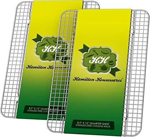  Hamilton Housewares Stainless Steel Cooling Rack - Heavy Duty And Oven Safe, Good For Cooling, Baking And Roasting - Fits 15 1/4" X 10 1/4" Baking Pans - Perfect For Cookies, Cakes & More (10" X 15")