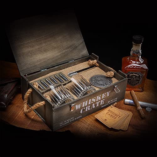  Bullet Whiskey Stones Gift Set By Royal Reserve | Artisan Crafted Chilling Rocks Scotch Bourbon Glasses And Coasters – Gift For Ranger Police Hunter Guy Men Dad Boyfriend Anniversary Or Retirement