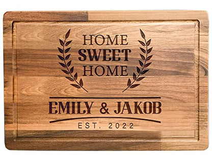 Customized New Home Housewarming Gift, Home Owner Couple Gift Ideas, Personalized Home Sweet Home Bamboo Cutting Board Present For First Home Buyer, Real Estate Engraved Gifts For New Home Buyer Gift