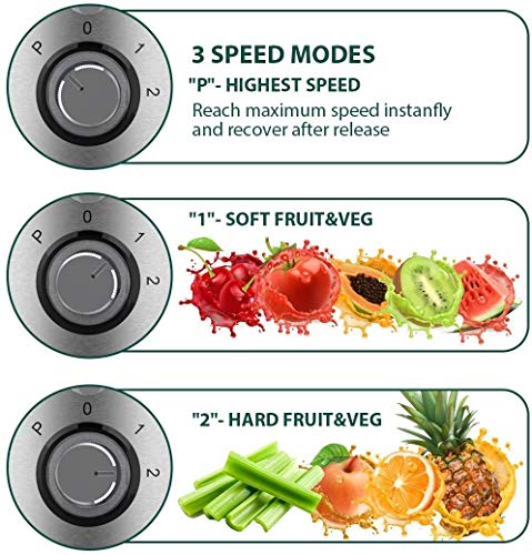  Centrifugal Juicer Machines, Juice Extractor With Extra Large 3inch Feed Chute, 304 Stainless Steel Filter, High Juice Yield For Fruits And Vegetables, Easy To Clean, 100% BPA-Free, 1200W Powerful, Dishwasher Safe, Included Brush