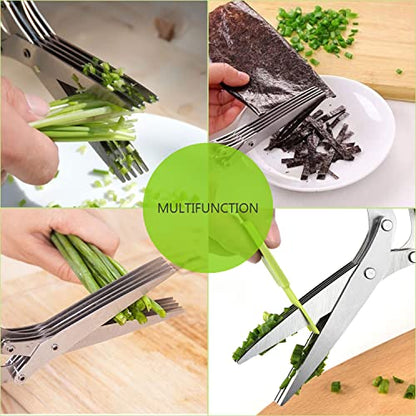 GENERIC Herb Scissors Set, Kitchen Scissors With 5 Blades And Cover, Multipurpose Cutting Kitchen Herb Shears With Safety Cover And Cleaning Comb For Cutting Herbs And Papers