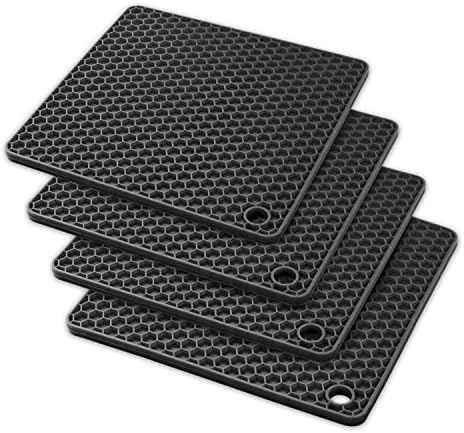  Silicone Trivet Mats - Pot Holders - Drying Mat Our Potholders Kitchen Tools Is Heat Resistant To 440°F, Non-Slip Durable Flexible Easy To Wash And Dry And Contains 4 Pcs By Q's INN.