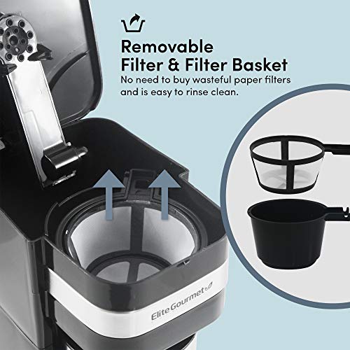  HC111A Personal Single-Serve Compact Coffee Maker, With Pause N Serve, Reusable Filter, On/Off Switch, Water Level Indicator, 14-oz, Black